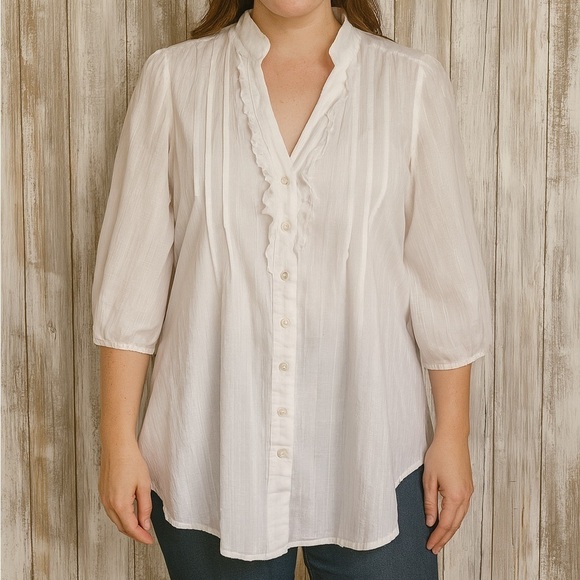 Odille Tops - Odille White Ruffle Blouse